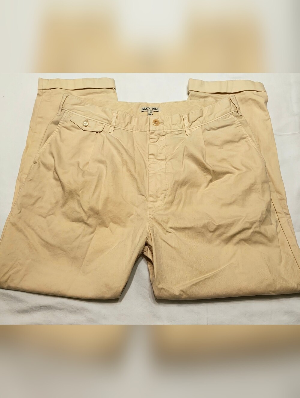 Alex Mill Men's Pleated Chino Pants - 33/28 (Oat Milk)